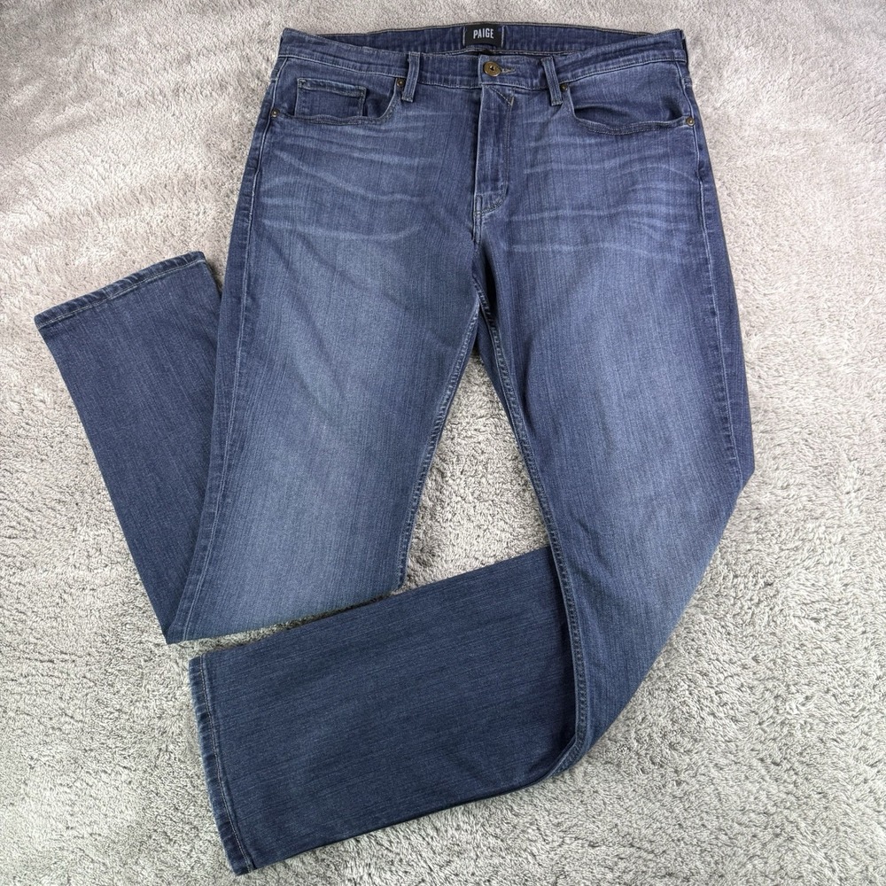Paige Federal Jeans Mens 36x33 Blue Straight Leg Stretch Denim Made in USA